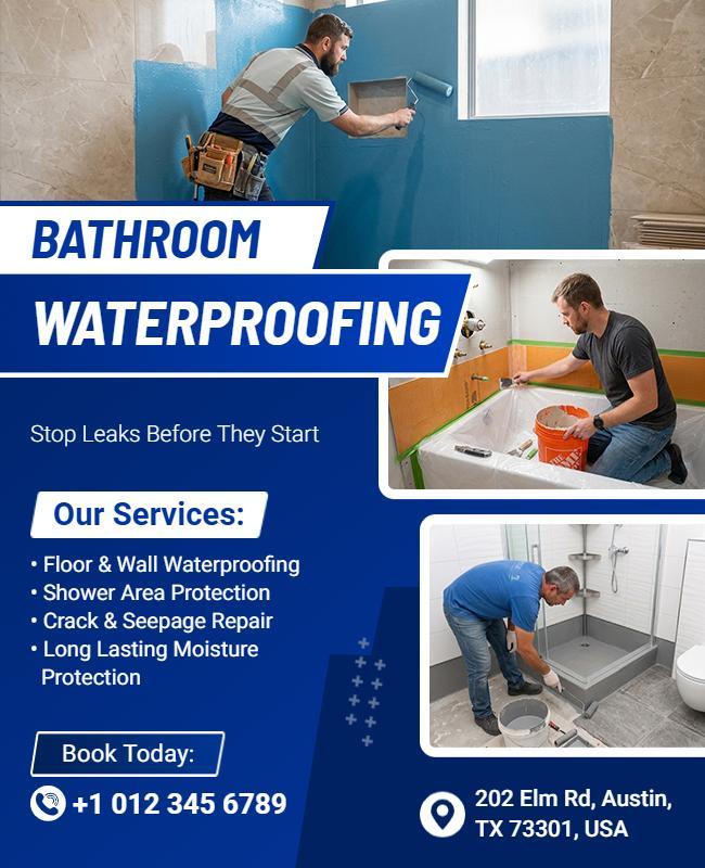 Bathroom Waterproofing Services Flyer Template