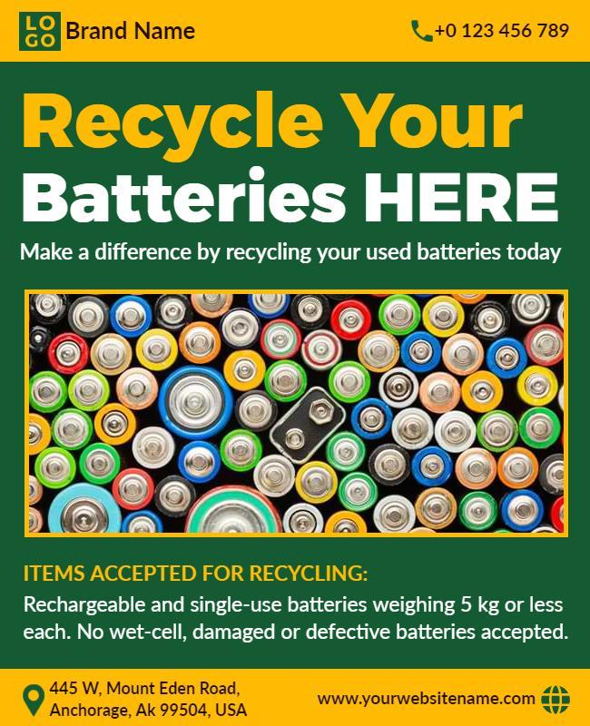 Battery Recycling Awareness Campaign Flyer Template