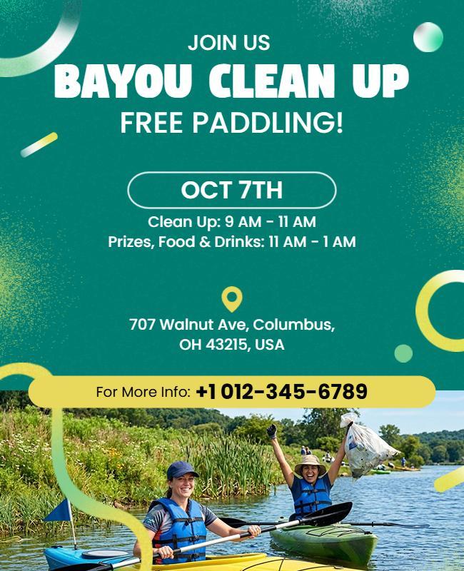 Bayou Clean up Paddling Event Flyer Template