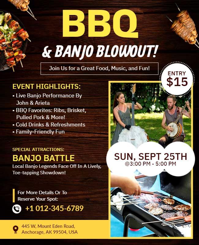 Bbq and Banjo Blowout Event Flyer Template