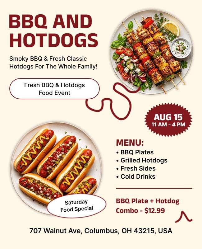 BBQ and Hotdog Food Event Flyer Template