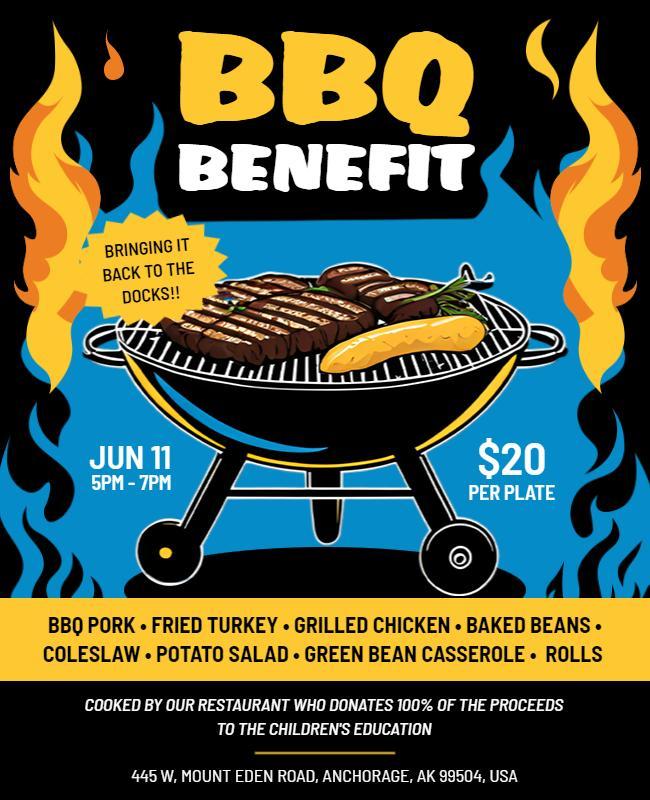 BBQ Benefit Fundraiser Flyer Template