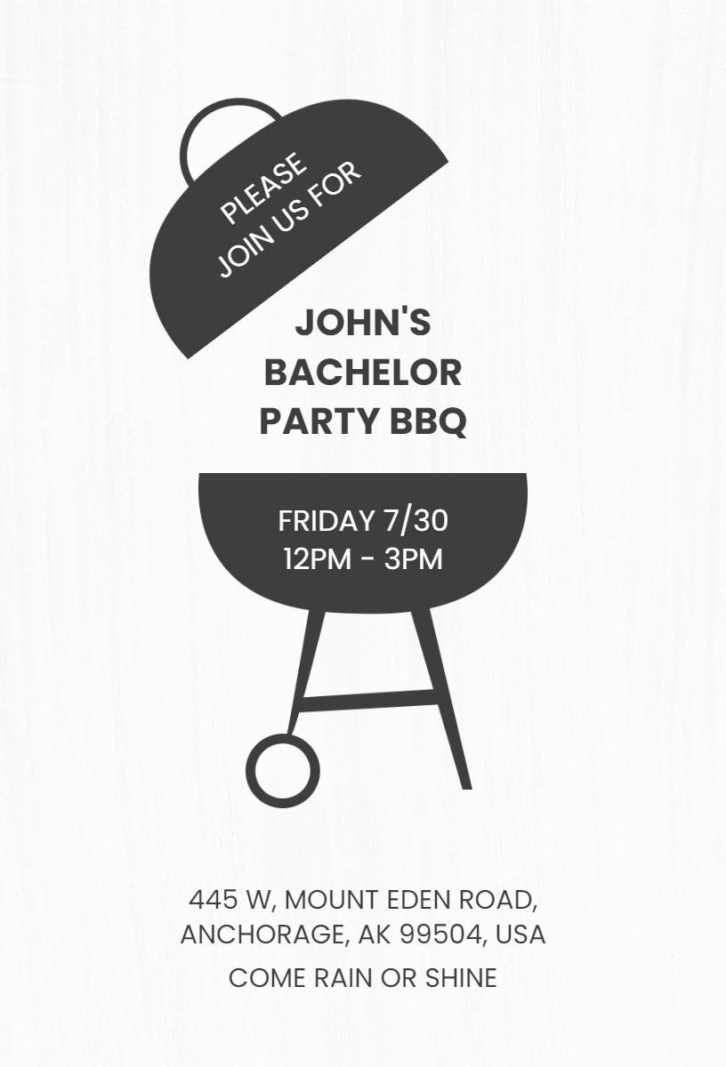 BBQ Celebration Exciting Bachelor Party Invitation Template