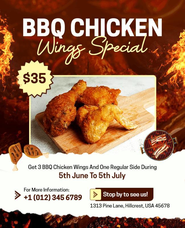 Bbq Chicken Wings Special Promotion Flyer Template