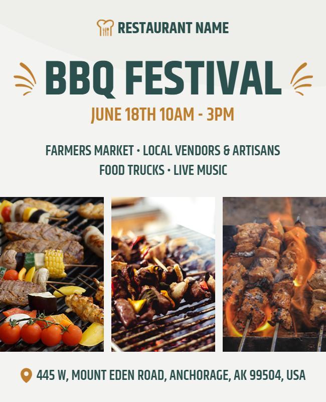 Bbq Festival with Food Trucks and Live Music Flyer Template