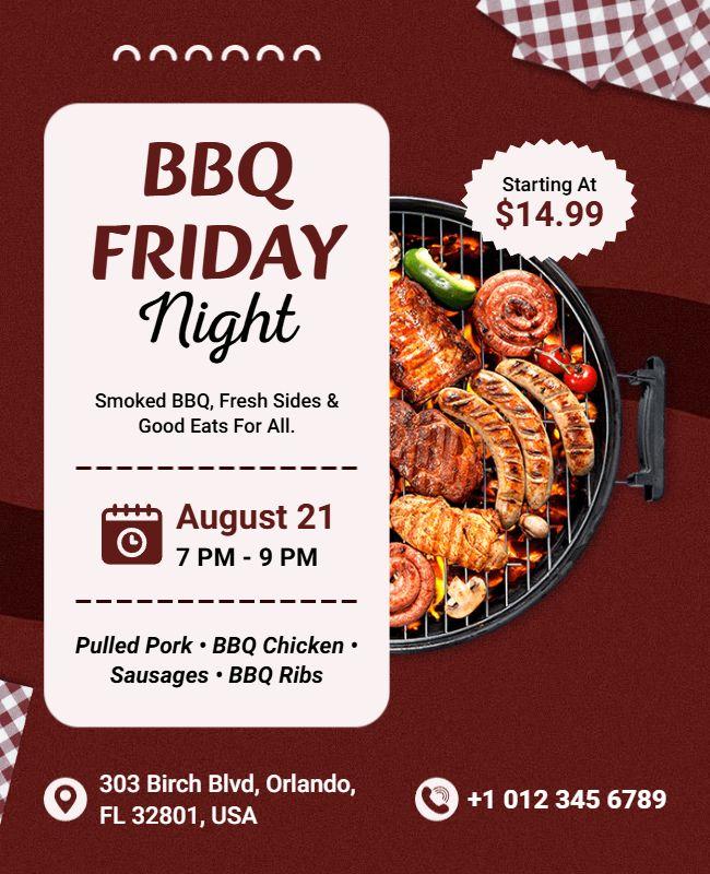 BBQ Friday Night Event Flyer Template