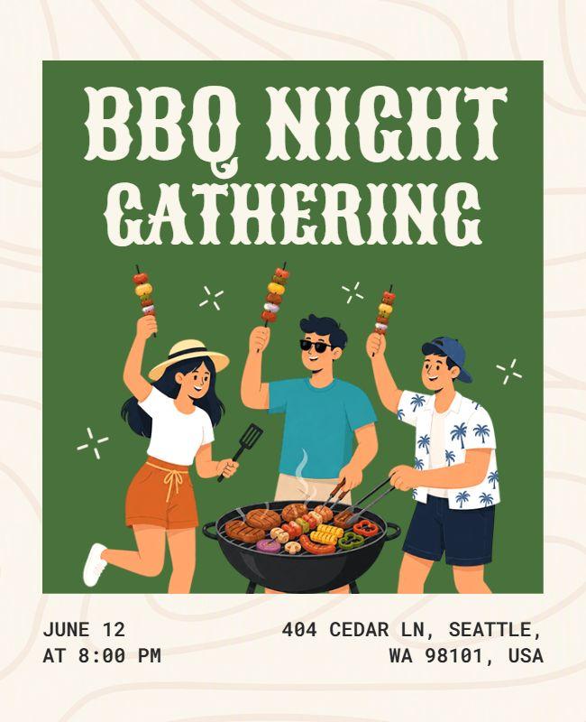 BBQ Night Gathering Event Poster Template