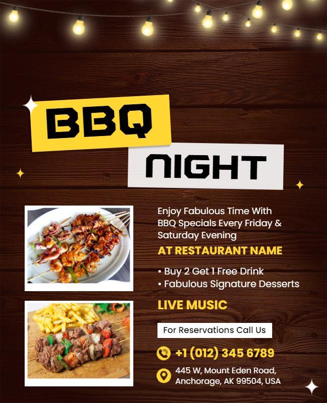 Bbq Night Restaurant Event Flyer Template