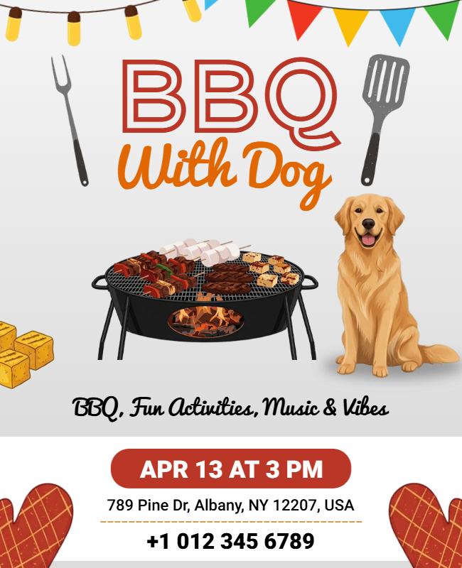 BBQ Party with Dog Poster Template