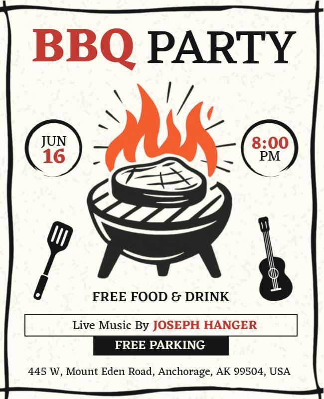 BBQ Party with Live Music Flyer Template