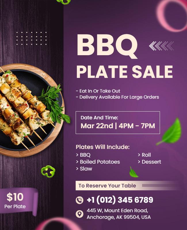 Bbq Plate Sale Event Flyer Template