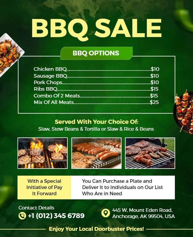 Bbq Sale with Diverse Meal Choices Flyer Template