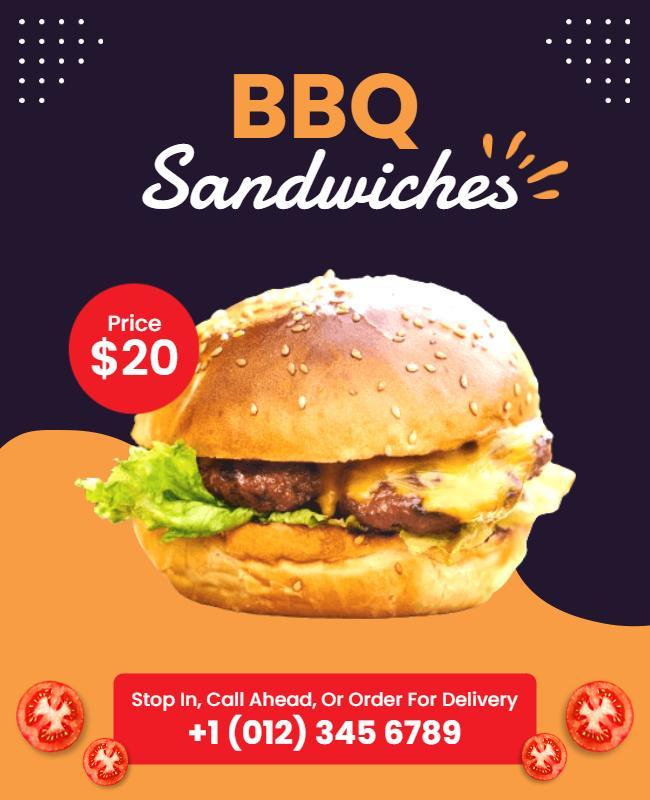 Bbq Sandwiches Restaurant Promotion Flyer Template