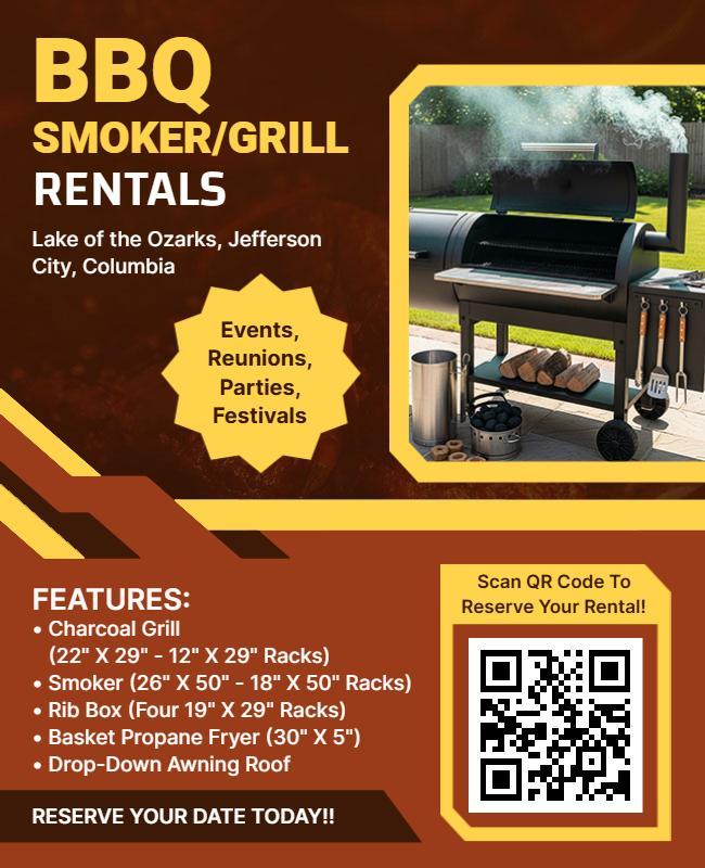 BBQ Smoker Grill Rental Services Flyer Template