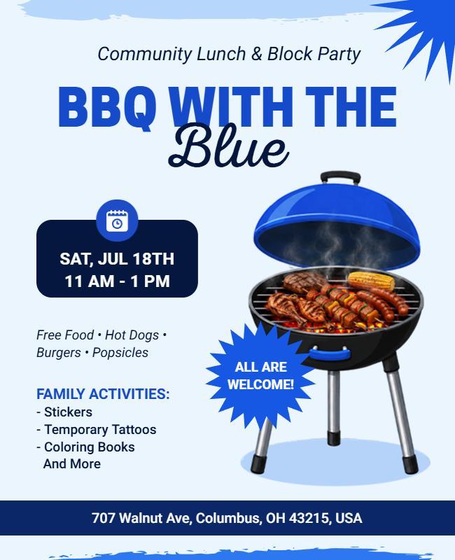 BBQ with the Blue Event Flyer Template