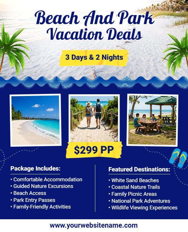 Beach and Park Vacation Deals Flyer Template