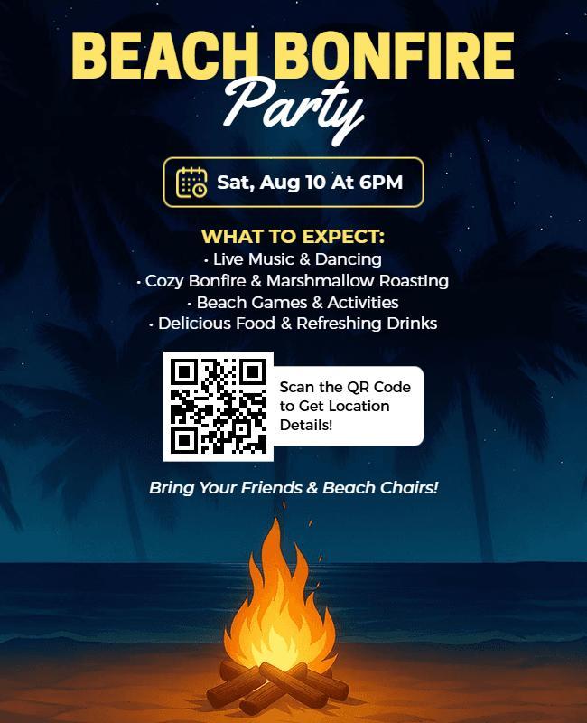Beach Bonfire Night Event Flyer Template