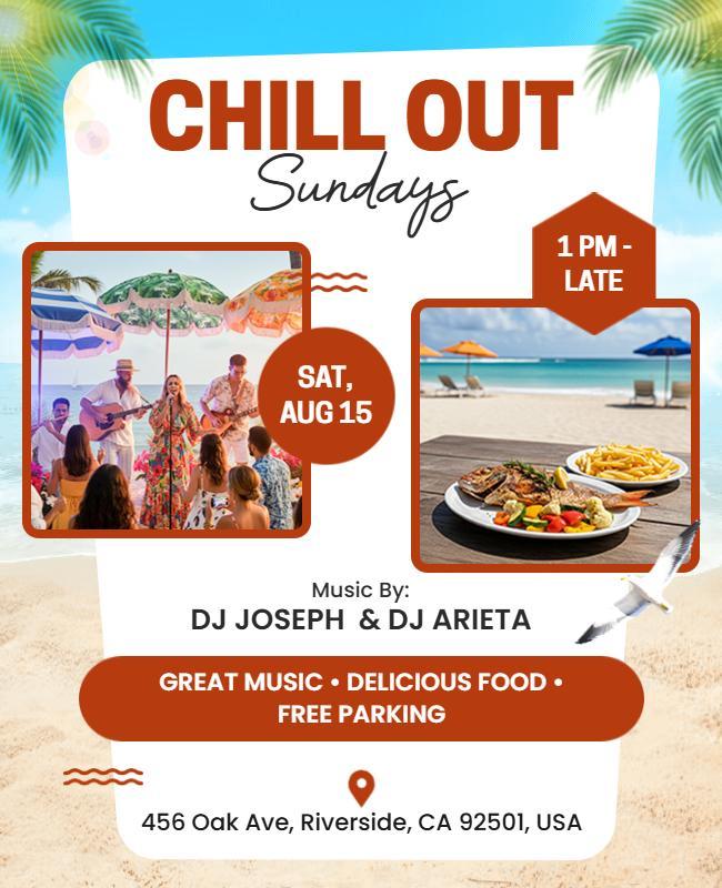 Beach Chill Out Sunday Event Flyer Template