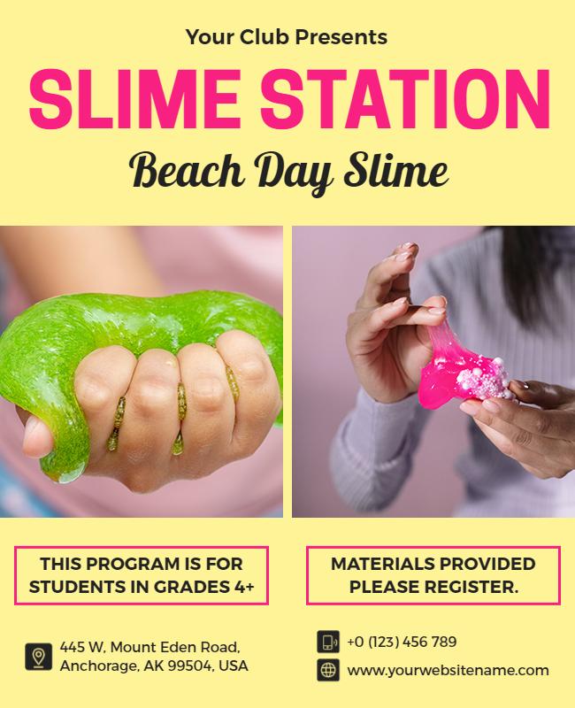 Beach Day Slime Workshop Flyer Template