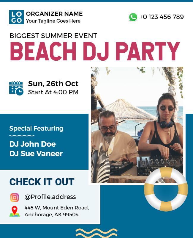 Beach Dj Party Event Flyer Template