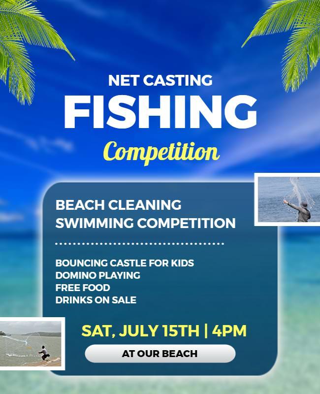 Beach Fishing and Swimming Competition Flyer Template