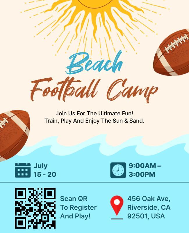 Beach Football Training Camp Flyer Template