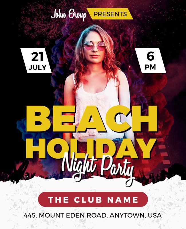 Beach Holiday Night Party Event Flyer Template