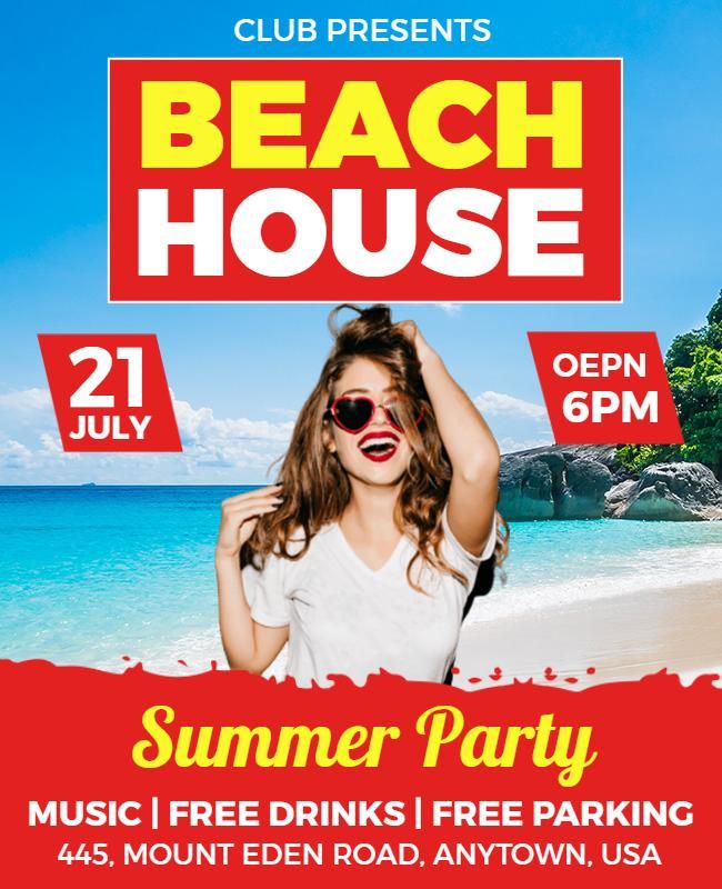 Beach House Summer Party Event Flyer Template