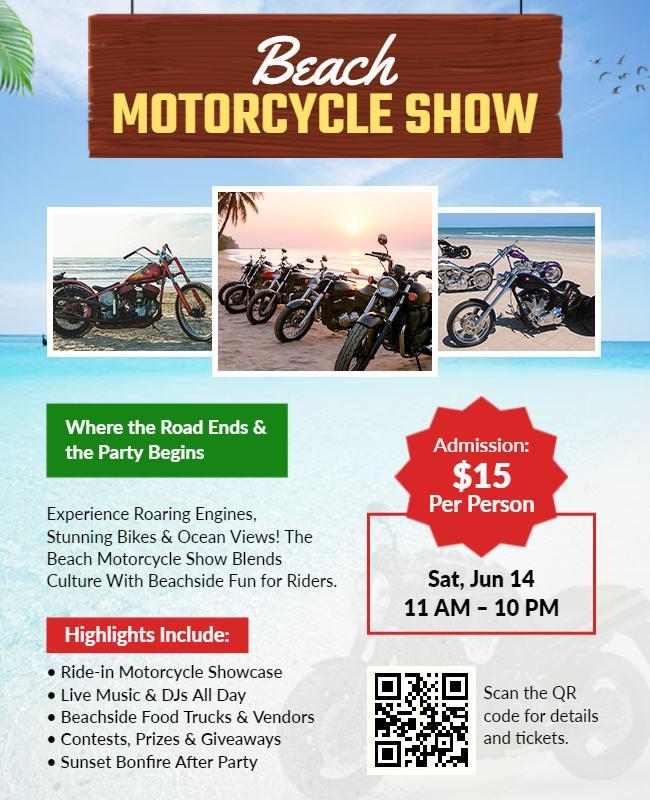 Beach Motorcycle Show Event Flyer Template