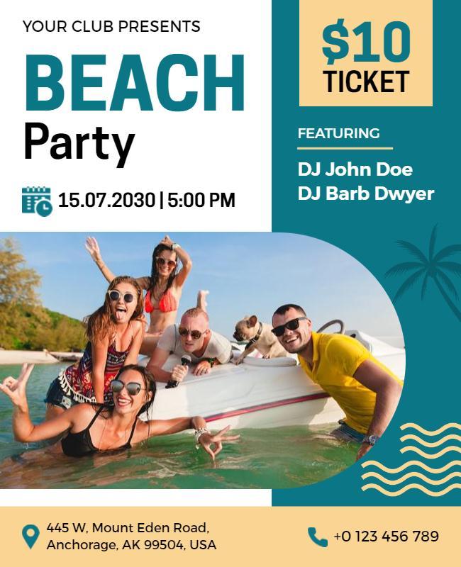 Beach Party with Live Djs Flyer Template