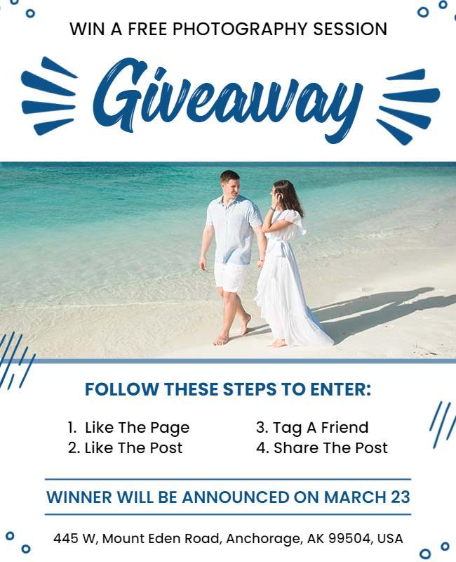 Beach Photography Session Giveaway Flyer Template