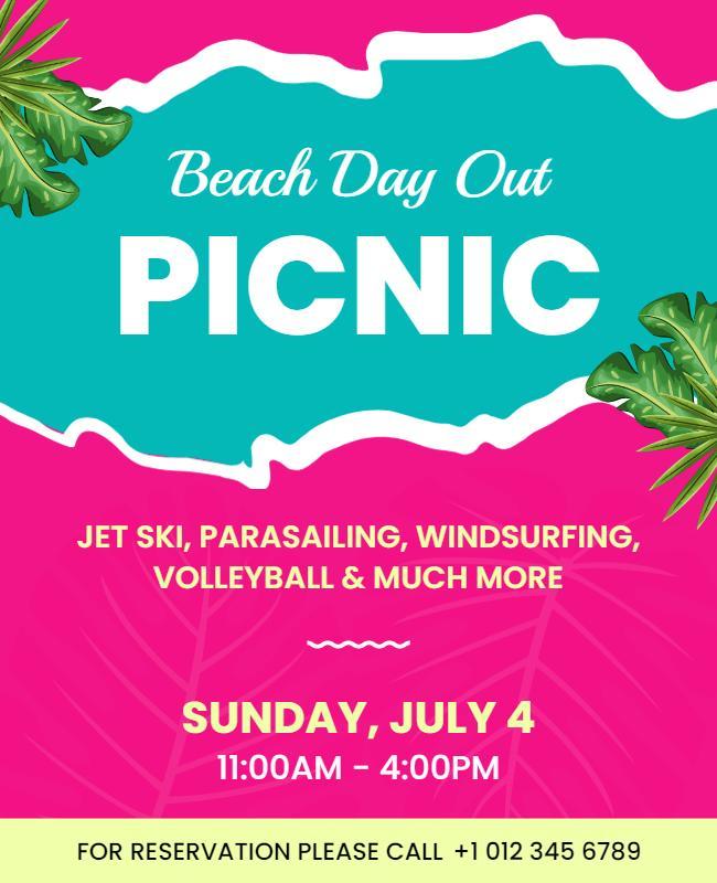 Beach Picnic Day Out Flyer Template