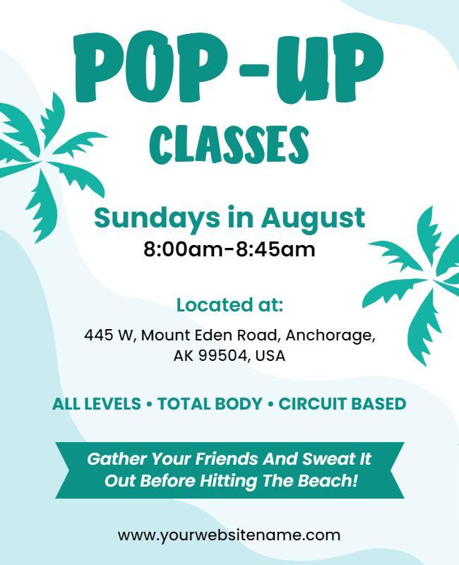 Beach Pop Up Fitness Classes Flyer Template