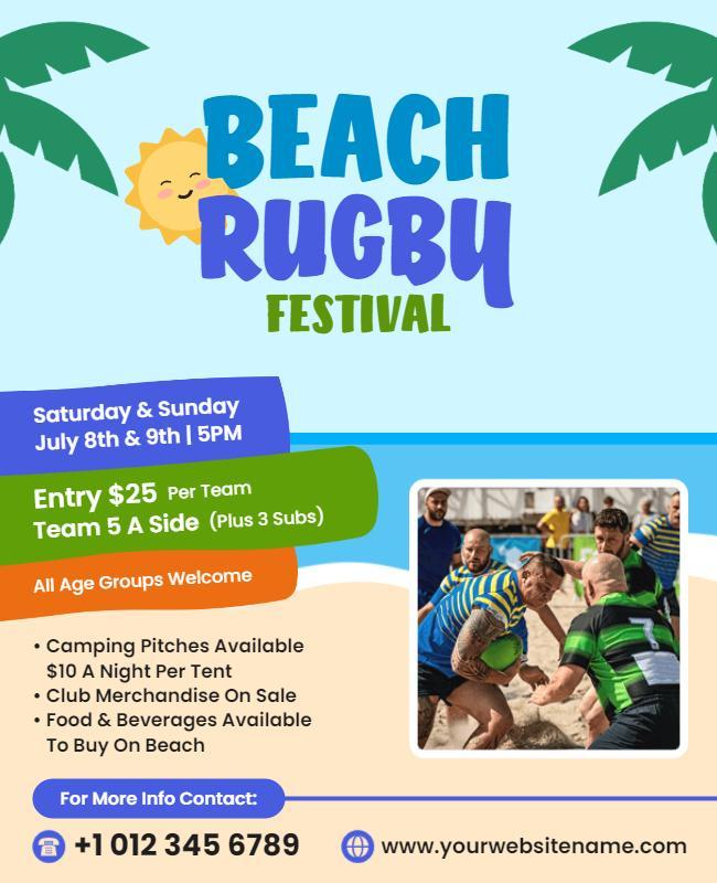 Beach Rugby Festival Event Flyer Template