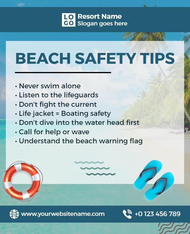 Beach Safety Tips Educational Flyer Template