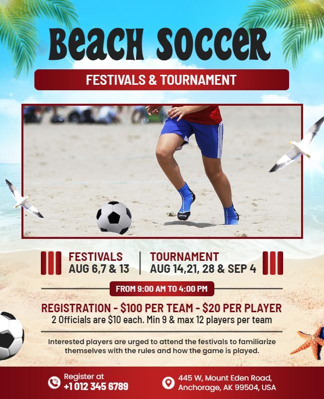 Beach Soccer Festivals and Tournament Flyer Template