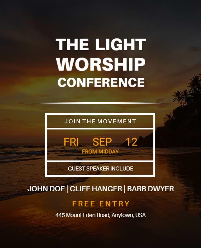 Beach Sunset Worship Conference Flyer Template