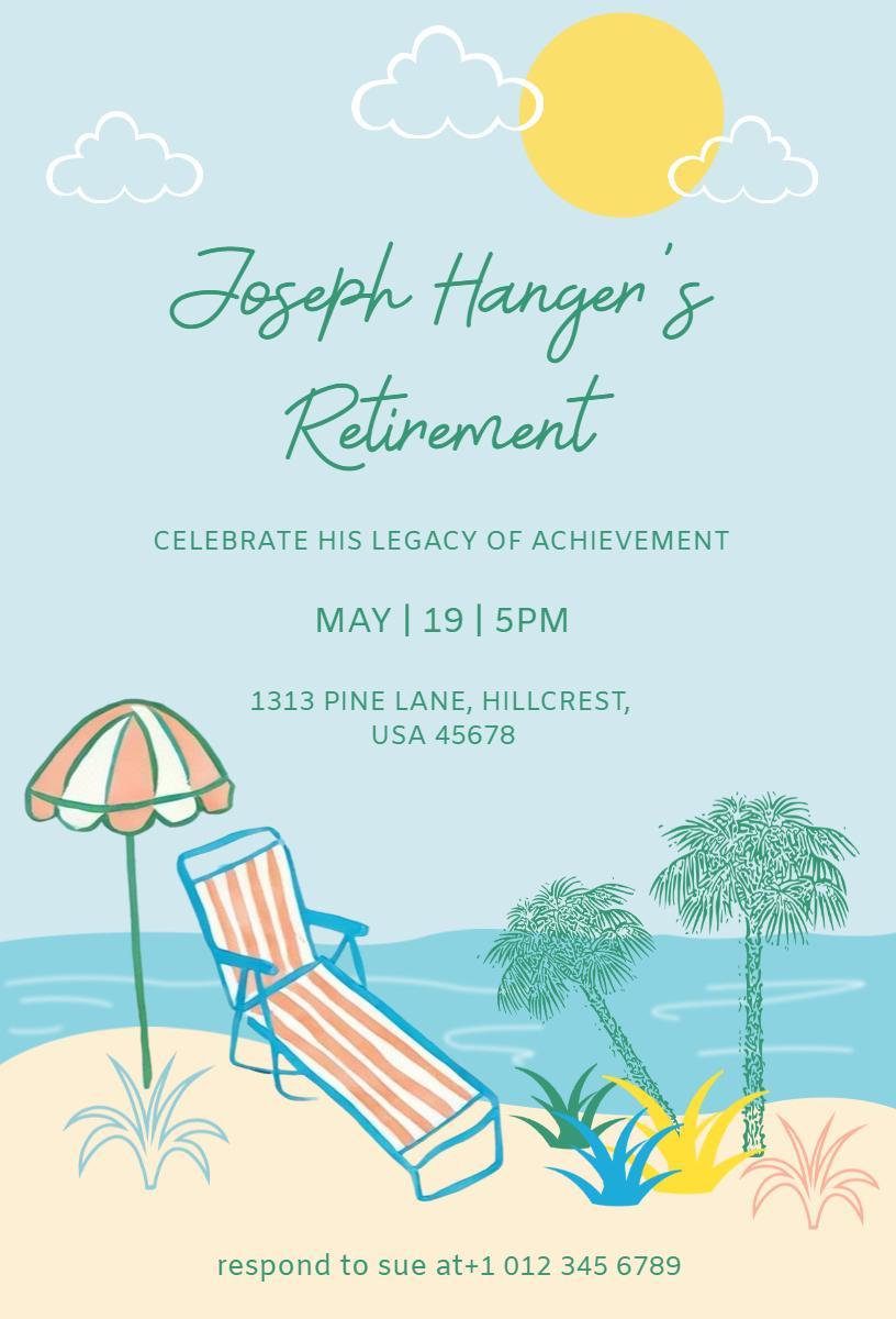 Beach Theme Sunny Retirement Party Celebration Invitation Template