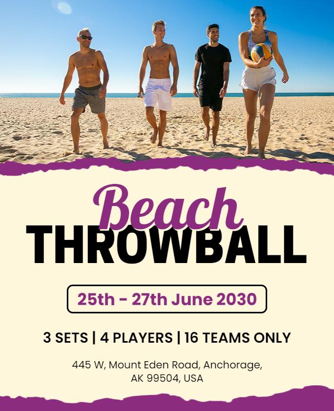 Beach Throwball Tournament Event Flyer Template