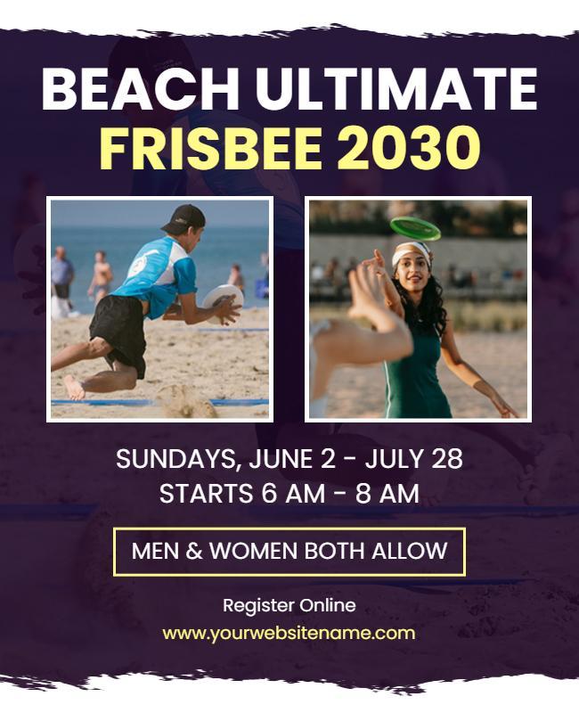 Beach Ultimate Frisbee Tournament Flyer Template