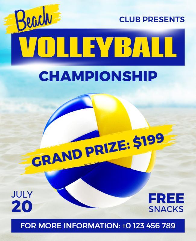 Vibrant Beach Volleyball Championship Event Flyer Template