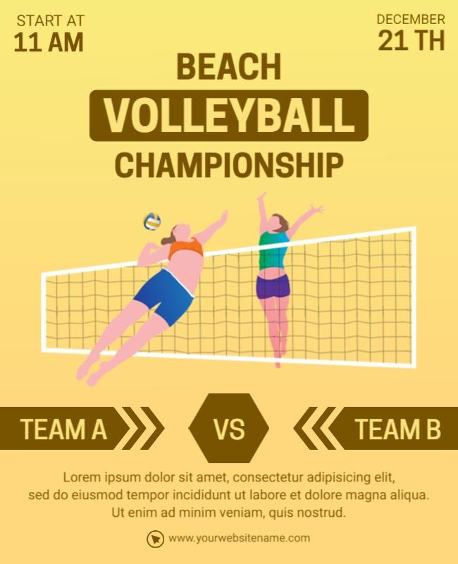 Beach Volleyball Championship Event Flyer Template