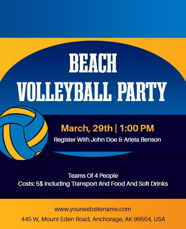 Beach Volleyball Party Event Flyer Template