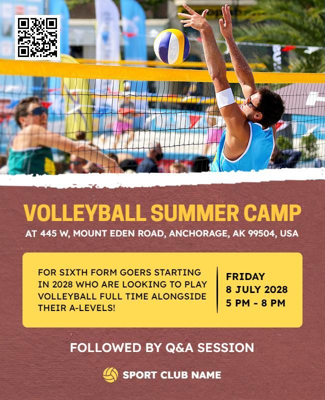 Beach Volleyball Summer Camp Flyer Template