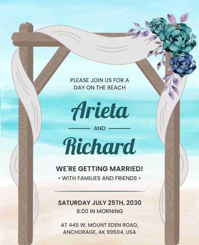 Beach Wedding Invitation Flyer Template