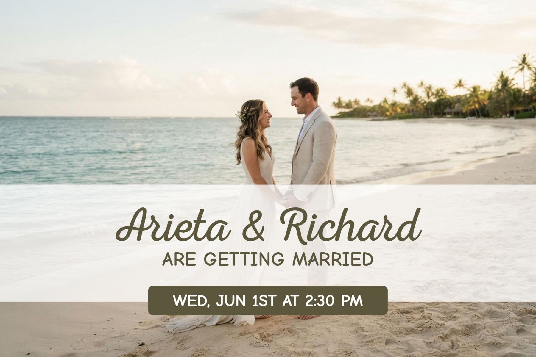 Beachfront Wedding Postcard Template