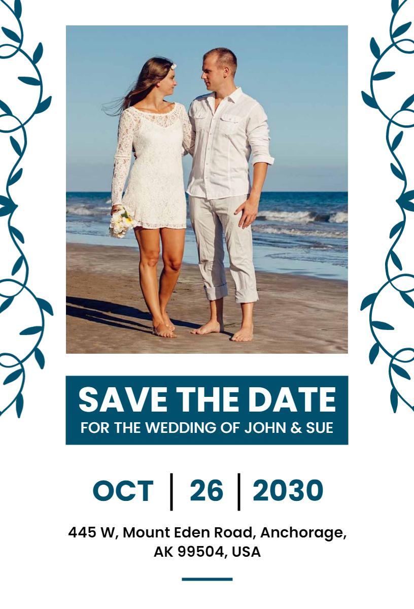 Beachside Romance Save The Date Wedding Invitation Template