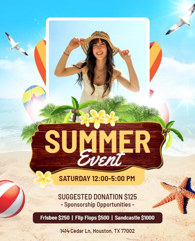 Beachside summer event celebration flyer template