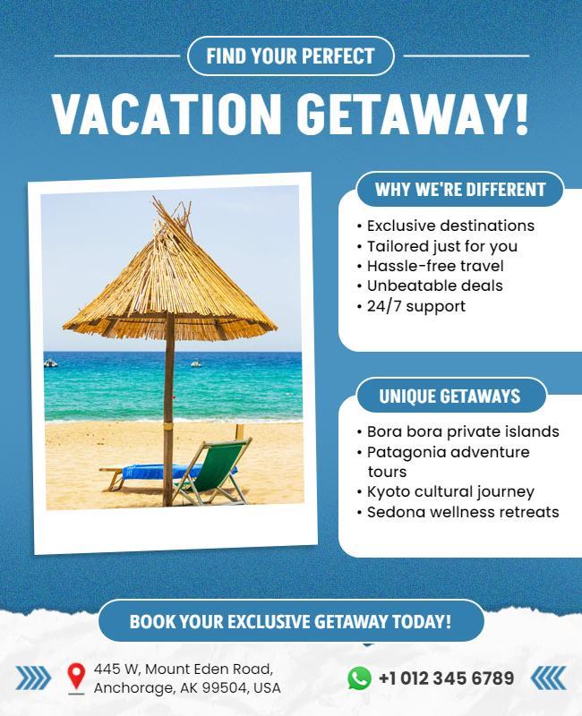 Beachside Vacation Getaway Promotion Flyer Template