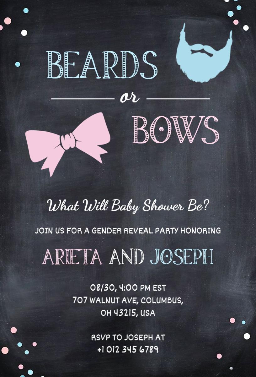 Beards or Bows Gender Reveal Celebration Invitation Template